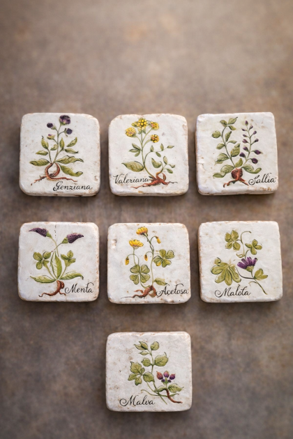 mattonelle decorate con erbe