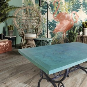 tavolo azzurro legno